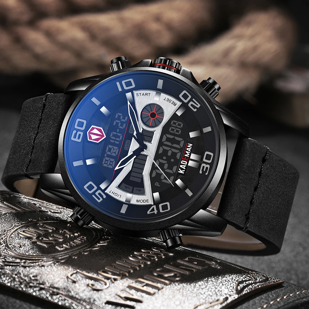 Мужские спортивные часы KADEMAN армейские водонепроницаемые повседневные с двойным