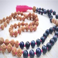 6mm rudraksha black onyx gemstone 108 beads mala necklace spirituality bless energy cuff yoga gemstone meditation veins chakras