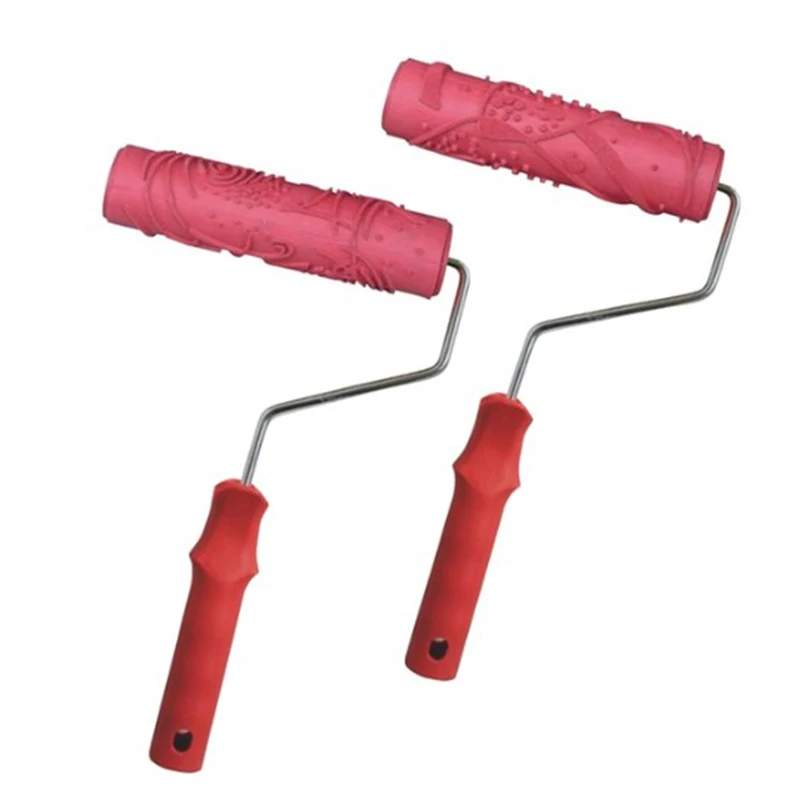 

Flameer 2 шт. 7 дюймов тисненый рисунок кисть настенная живопись ролик EG071T & EG070T красный