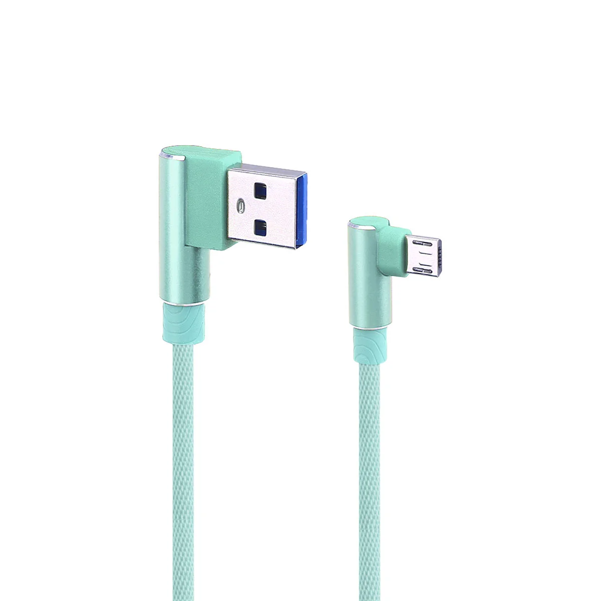 

1M Right Angle USB Micro Cable Braided USB 2.4 A to 90 Degree Data Cable Charger Cord for Universal Phone (Green)