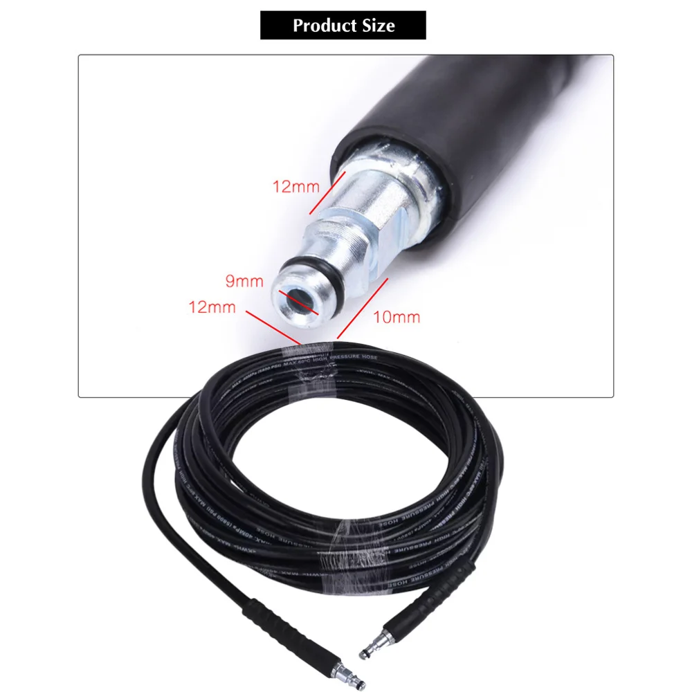 

1Pc 6M Professional Pressure Washing Machine Hose Pipe Rubber Water Heater Hose for Car Cleaning Washer Female Connection(Black)