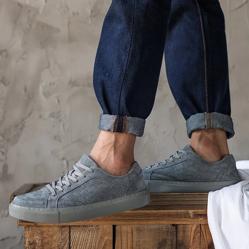 Кроссовки мужские из натуральной кожи на шнуровке Повседневная дышащая Уличная