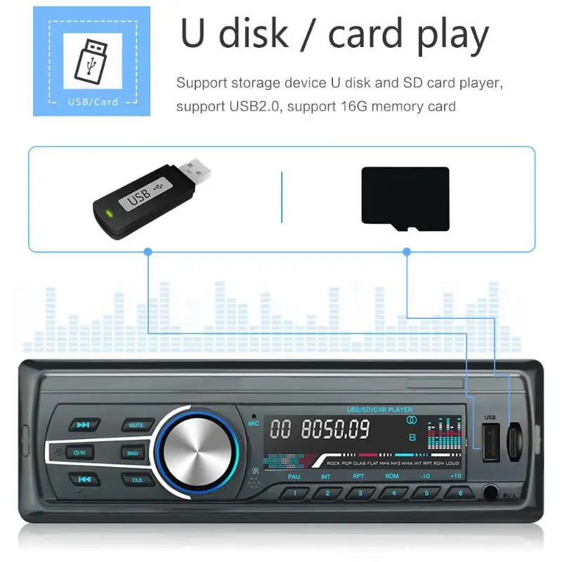Авторадио 1 DIN Авторадио автомобильное аудио в тире стерео аудио USB FM радио Bluetooth Hands-free головное устройство MP3 музыкальный плеер