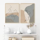 Абстрактная линия лица поцелуй Богемия постеры холст живопись настенный художественный принт картины для гостиной современный интерьер домашний декор
