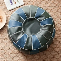 moroccan round pu artificial leather seat cover unfilled embroidered pouf cushion living room decor ottoma futon footstool cover