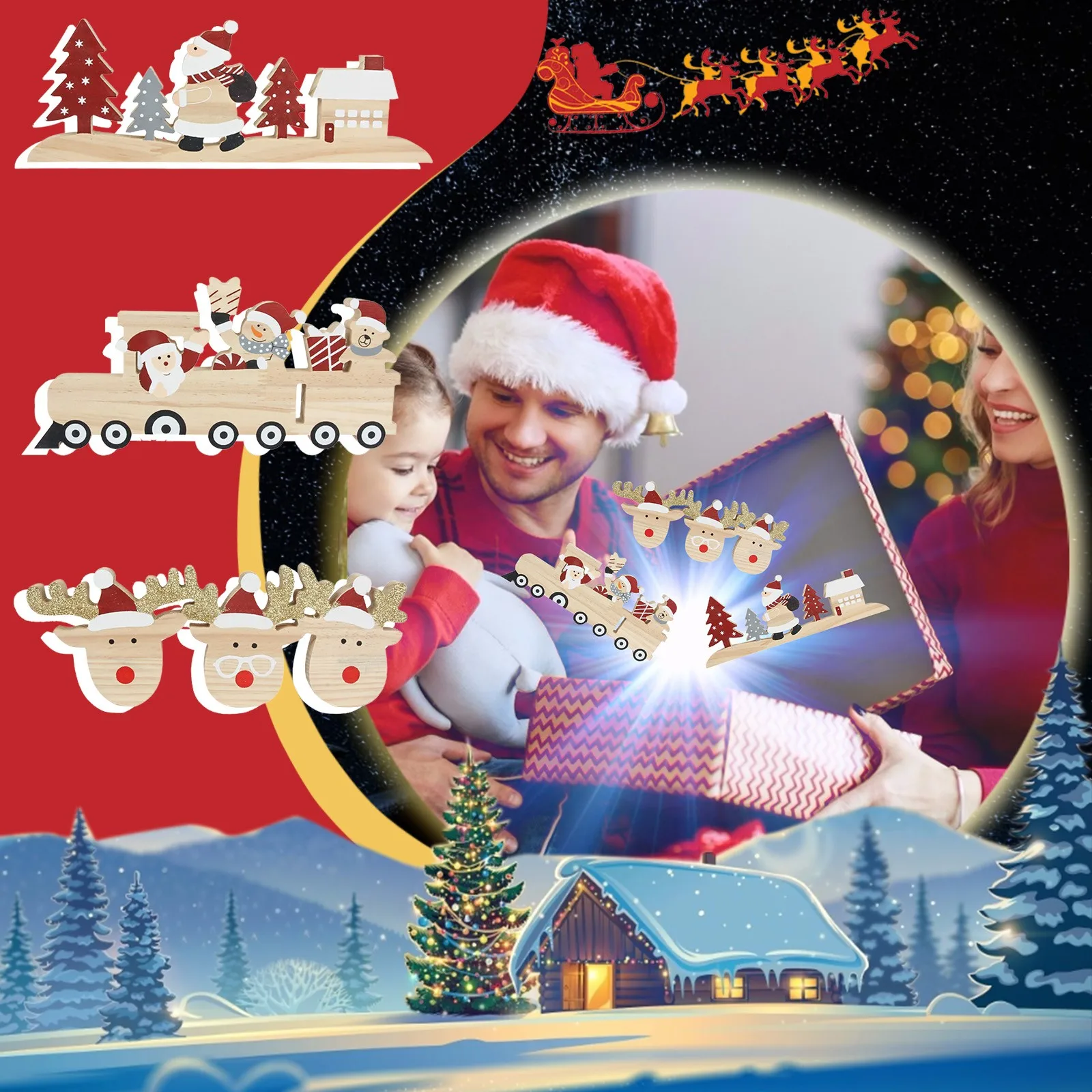 

DIY Wooden Personalized Family Christmas Ornament Xmas Tree Decorations Ornament Santa EIK Claus Decor новогодние украшения 2022