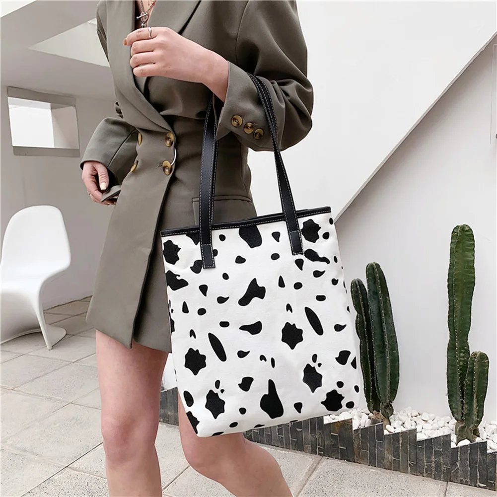 

Fashion Women Cow Zebra Pattern Shoulder Shopping Bag Vintage Ladies Large Capacity Top-handle Bags PU Leather Tote Handbags New