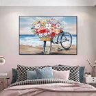 Настенный постер с цветами на велосипеде в скандинавском стиле, картина для гостиной, домашний декор, холст без рамки, украшение для интерьера дома