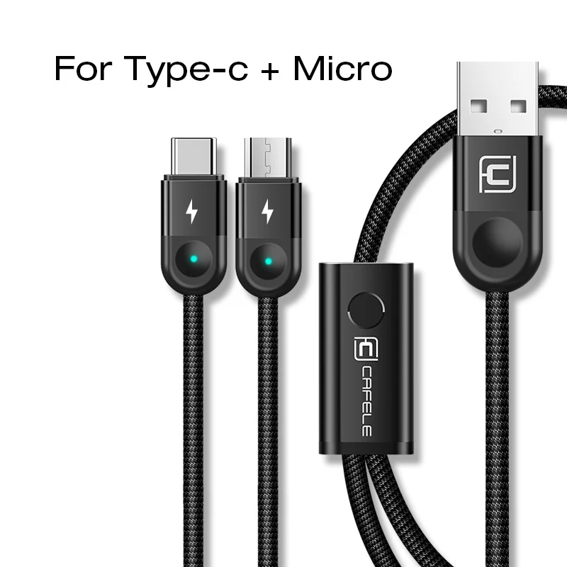 black type c micro CAFELE USB кабель для iPhone кабель usb type C 3A Быстрая зарядка USB C type-C кабель для зарядки телефона 130 см - Цвет: black type c micro