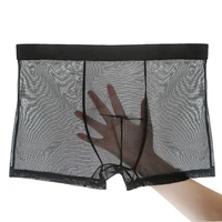 ultra thin mens mesh sheer transparent underwear shorts boxers sexy breathable underpants comfortable male cueca panties