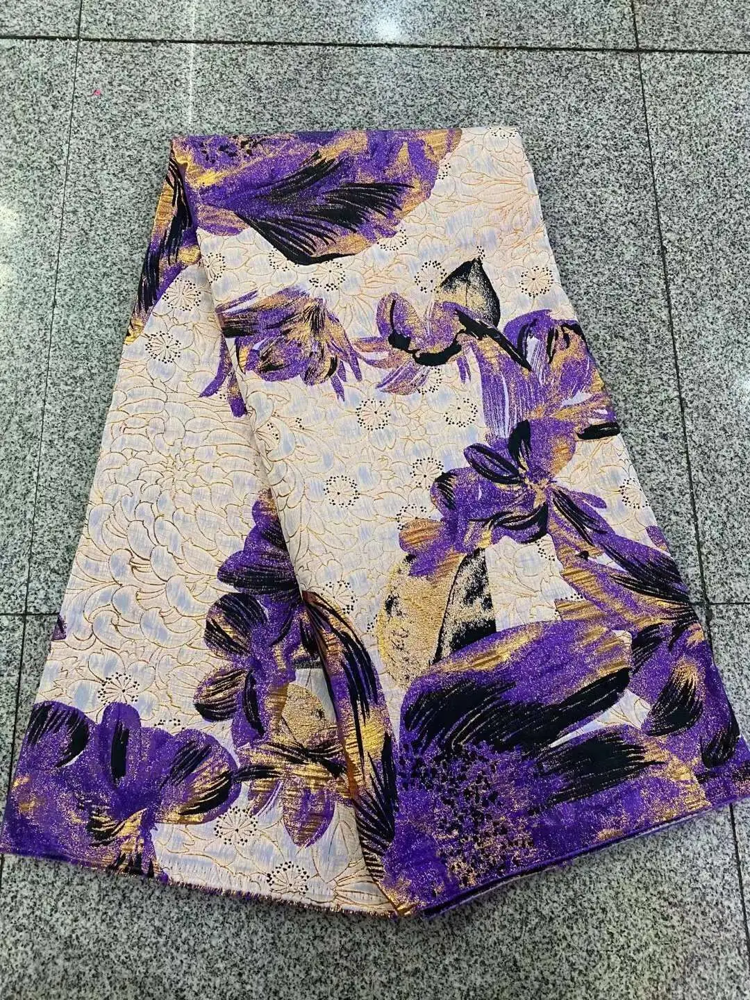 Высококачественная парчовая кружевная ткань 2021 3D блестки фиолетовая