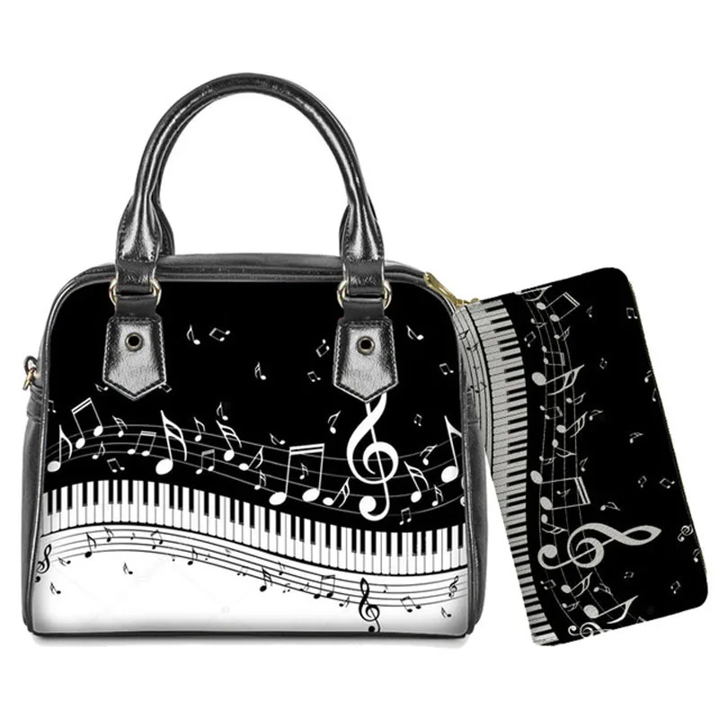 

Ручные сумки для телефона, модные роскошные брендовые дизайнерские дамские сумки через плечо с принтом музыкальных нот, Набор сумок, женска...