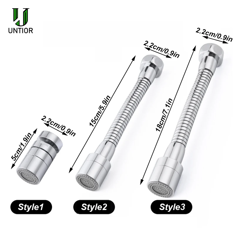 

UNTIOR 360 Degree Rotating Faucet Extender Double Mode Water Saving Aerator Stainless Steel Thread Interface Faucet Sprayer