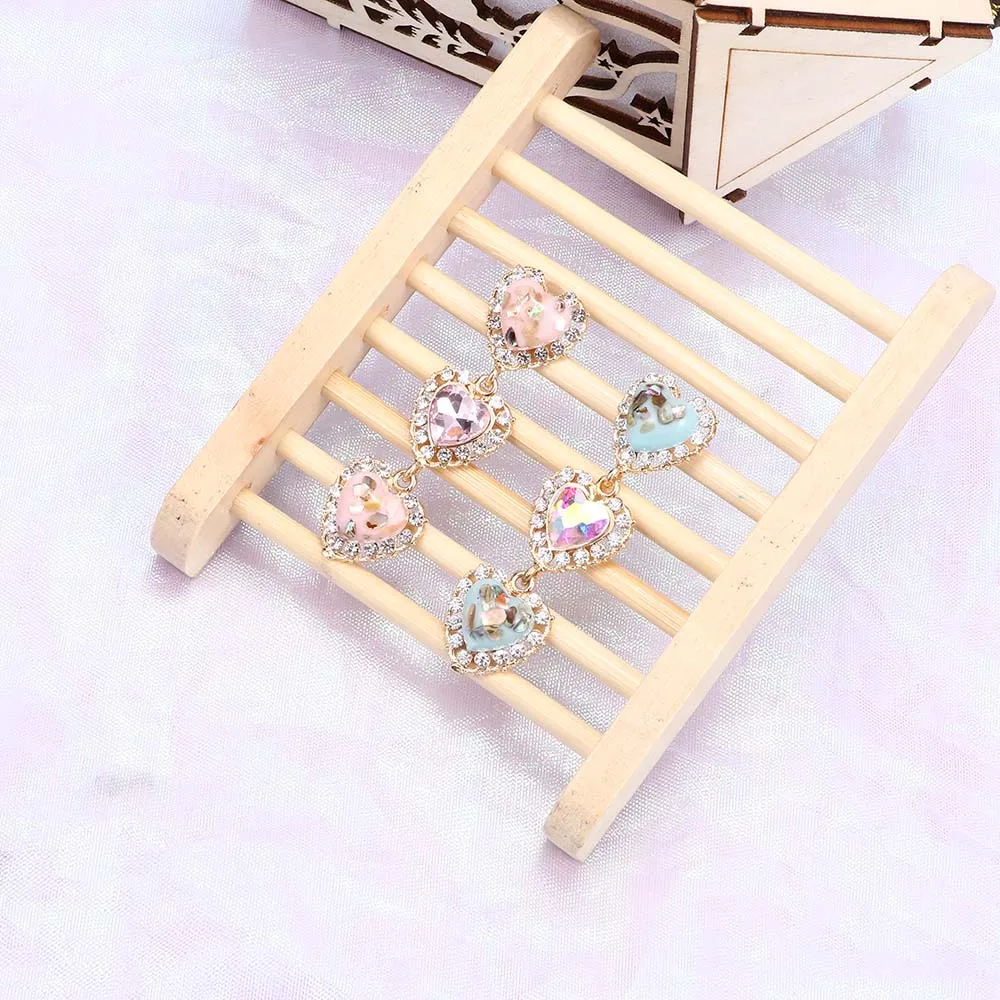 Корейский стиль из сплава серебряного цвета милые серьги со стразами длинные