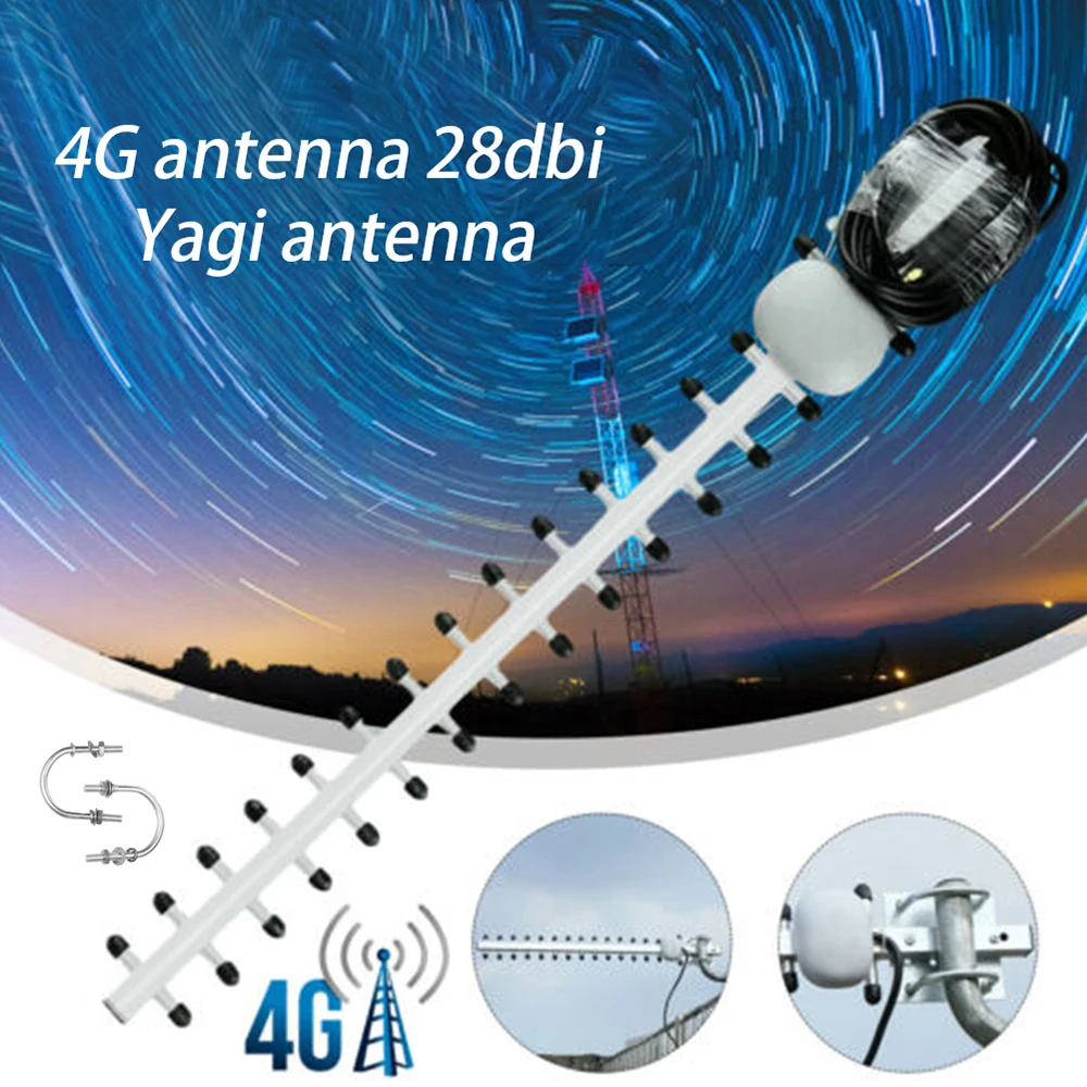 

4G 28dbi Antenna SMA Male WIFI Signal Booster Amplifier LTE 4G Outdoor Directional Booster Yagi Antenna Modem RG58 1.5m