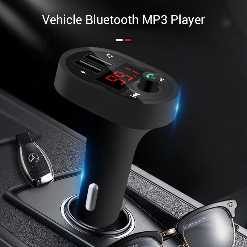 

12V/24V Car FM Transmitter Bluetooth-compatible 5.0 Receiver 2 USB Ports 3.1A Fast Charging Car Charger Auto MP3 Player