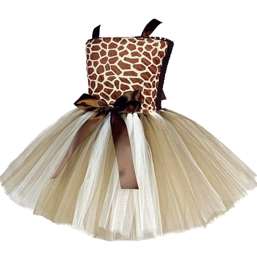 1Set Giraffe Girls Tutu Dress Outfit Zoo Animal Kid Christmas Costumes Toddler Baby Girl Performance Birthday Jungle Party | Тематическая