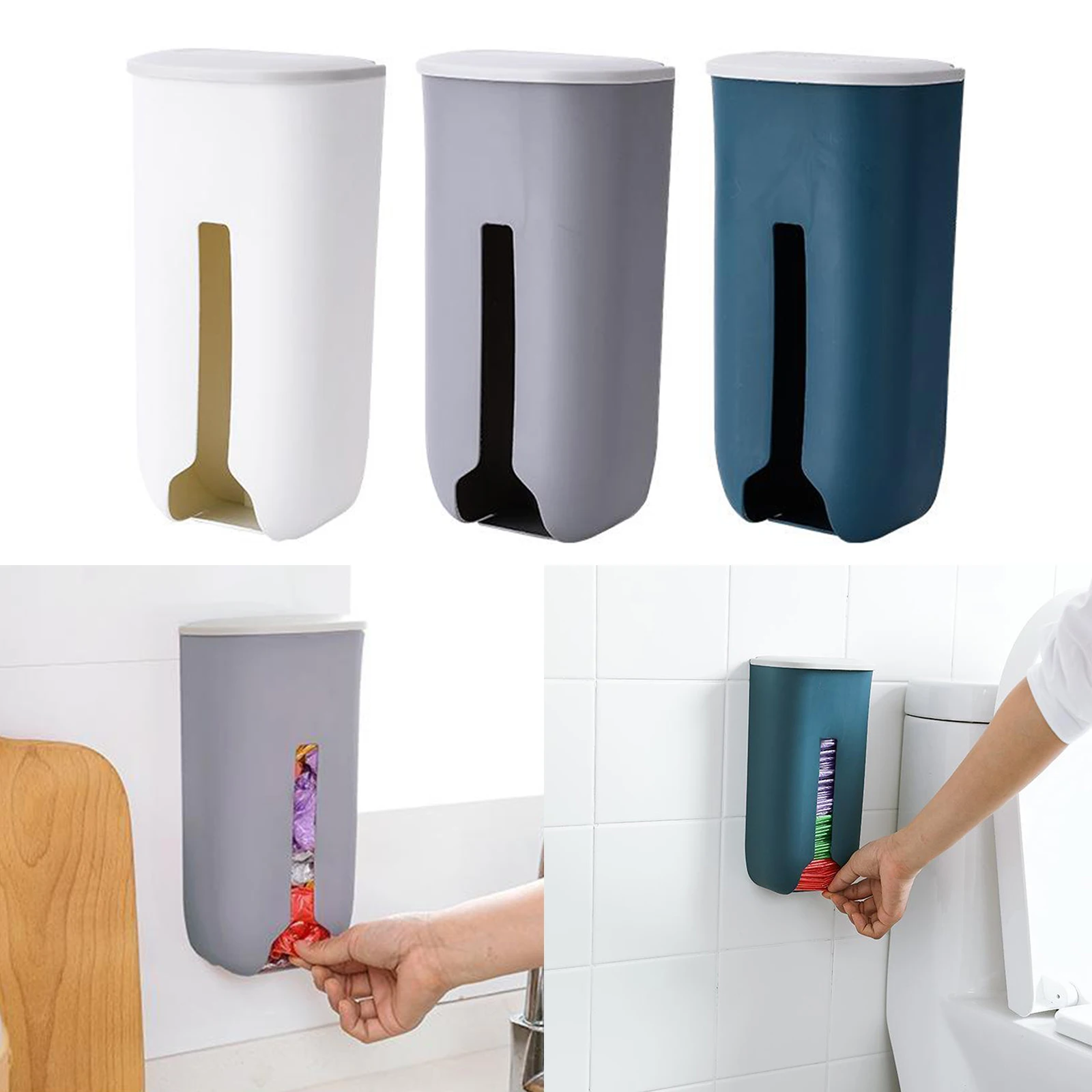 

2pcs Kitchen Bag Holder Dispenser Box Wall Mount Plastic Storage Box