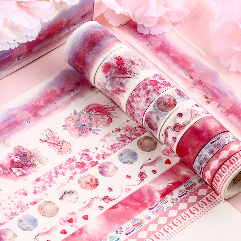 10 шт./компл. милые с рисунком растений листьев лента Washi Kawaii Flower малярный скотч КИТ декоративная лента для Стикеры Скрапбукинг DIY Фотоальбом