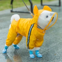 pet large dog cat jumpsuit hooded raincoat waterproof mesh soft breathable for big small dogs overalls rain coat pet supplies