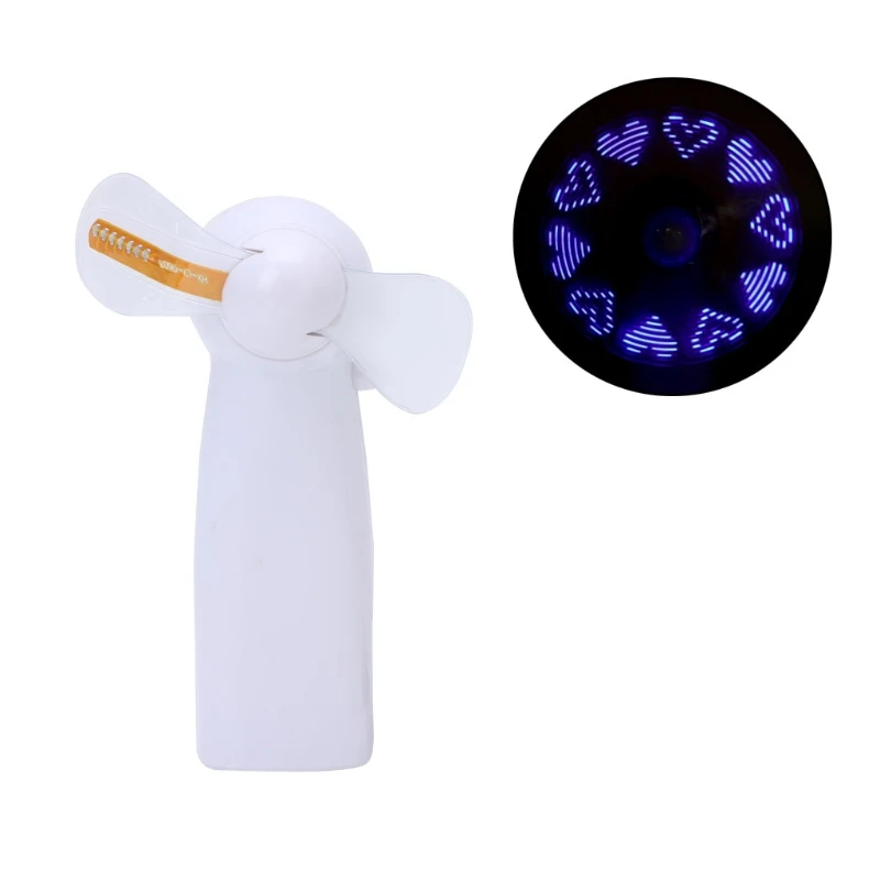 

Portable Handheld Mini LED Flashing Fan Super Mute Battery Operated For Cooling