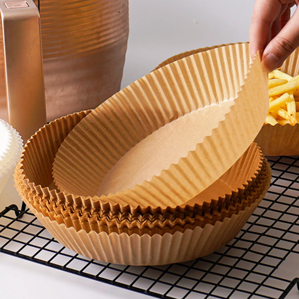 

50pcs 16cm Air Fryer Disposable Paper Liner Non-Stick Mat Cheesecake Kitchen Baking Tools Waterproof French Fries Oil Plates