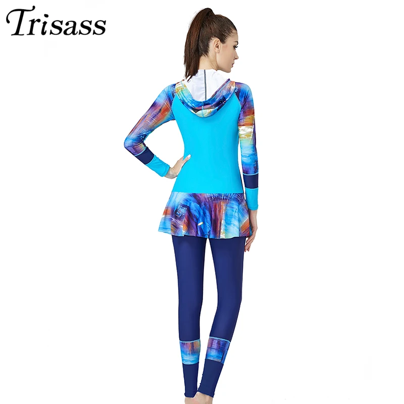 Женский купальный костюм LEBESI из двух предметов с длинными рукавами и юбкой для