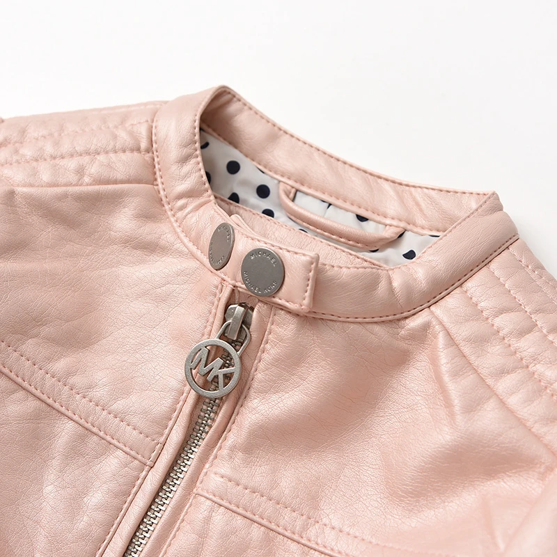 Куртка для девочек пальто детская кожаная куртка осенне зимняя однотонная