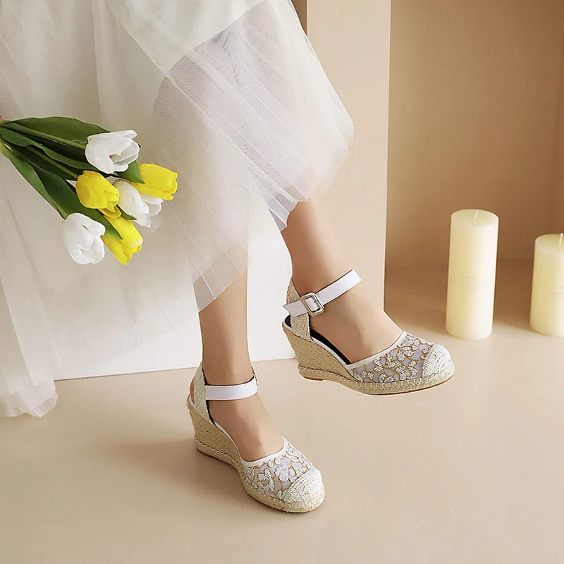 Phoentin дизайнерская женская обувь с вышивкой из сетки большого размера на каблуках