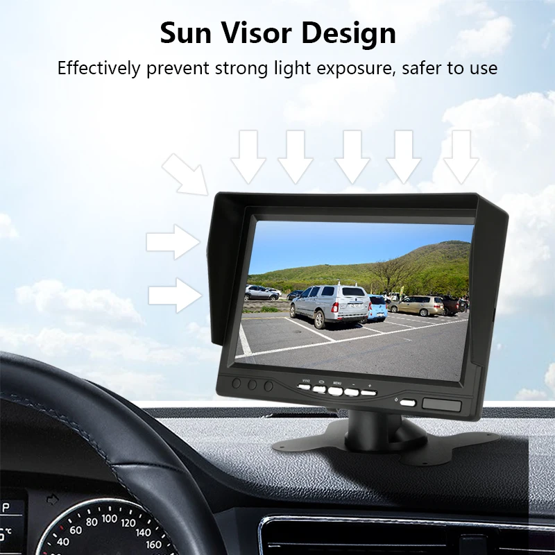 Vtopek 7inch High Definition Two Split AHD Car Monitor IPS LCD Screen 2CH with SD Recording Night Vision Sun Visor for Truck Bus |