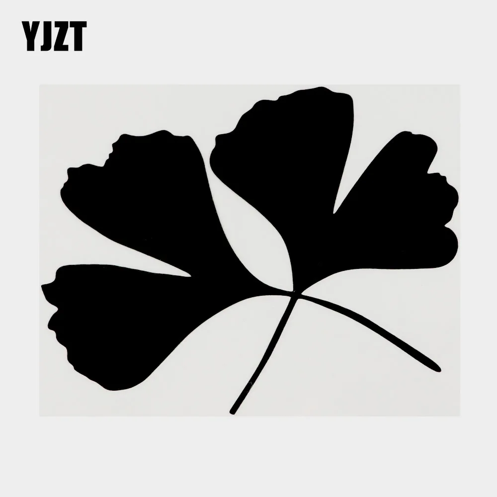 

YJZT 13.5CM×10.3CM Creative Plant Ginkgo leaf Vinyl Car Sticker Decal Black/Silver 18B-0515