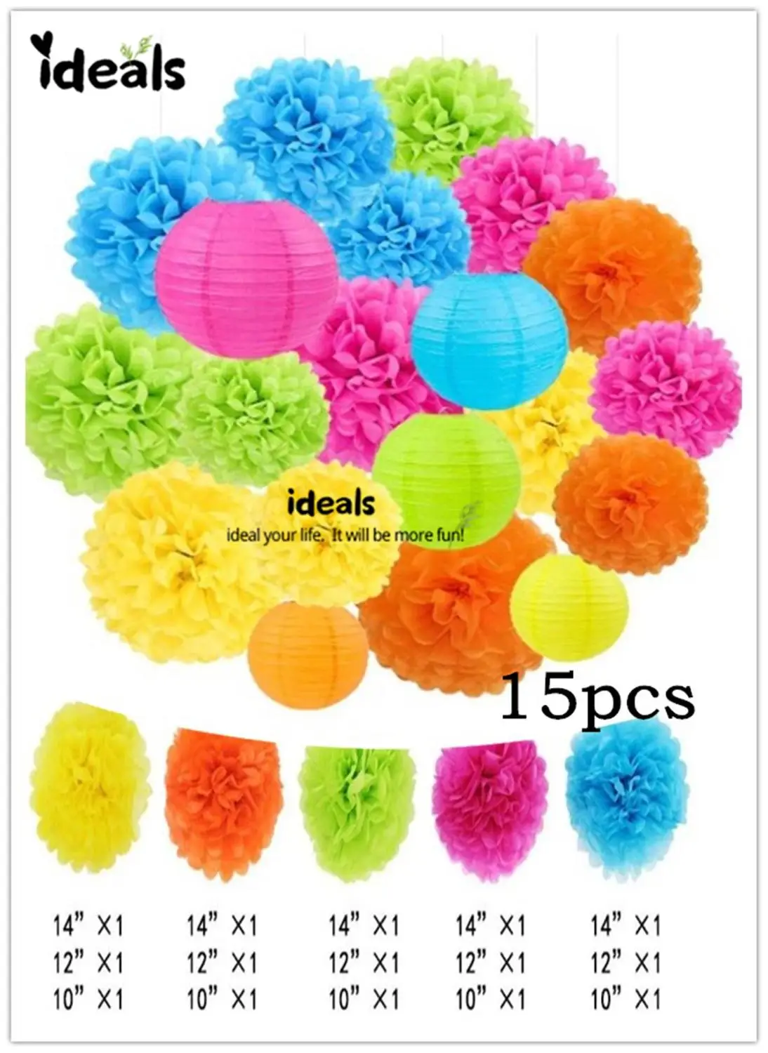 Идеалы в ассортименте розовые оранжевые синие зеленые желтые радужные цветные