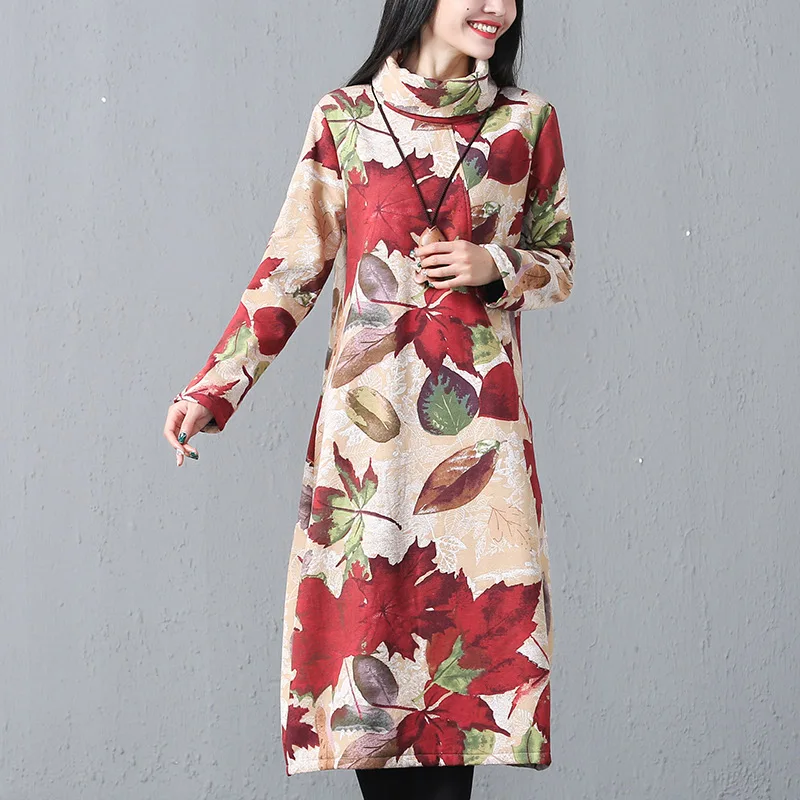 Женское флисовое платье джемпер с длинным рукавом свободного покроя|Женские