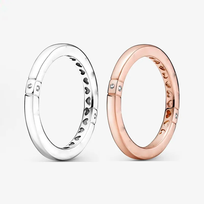 

2021 Autumn 925 Sterling Silver Rose Gold Peach Heart Pan Ring Suitable For Women's Gifts Wedding Diy Jewelry