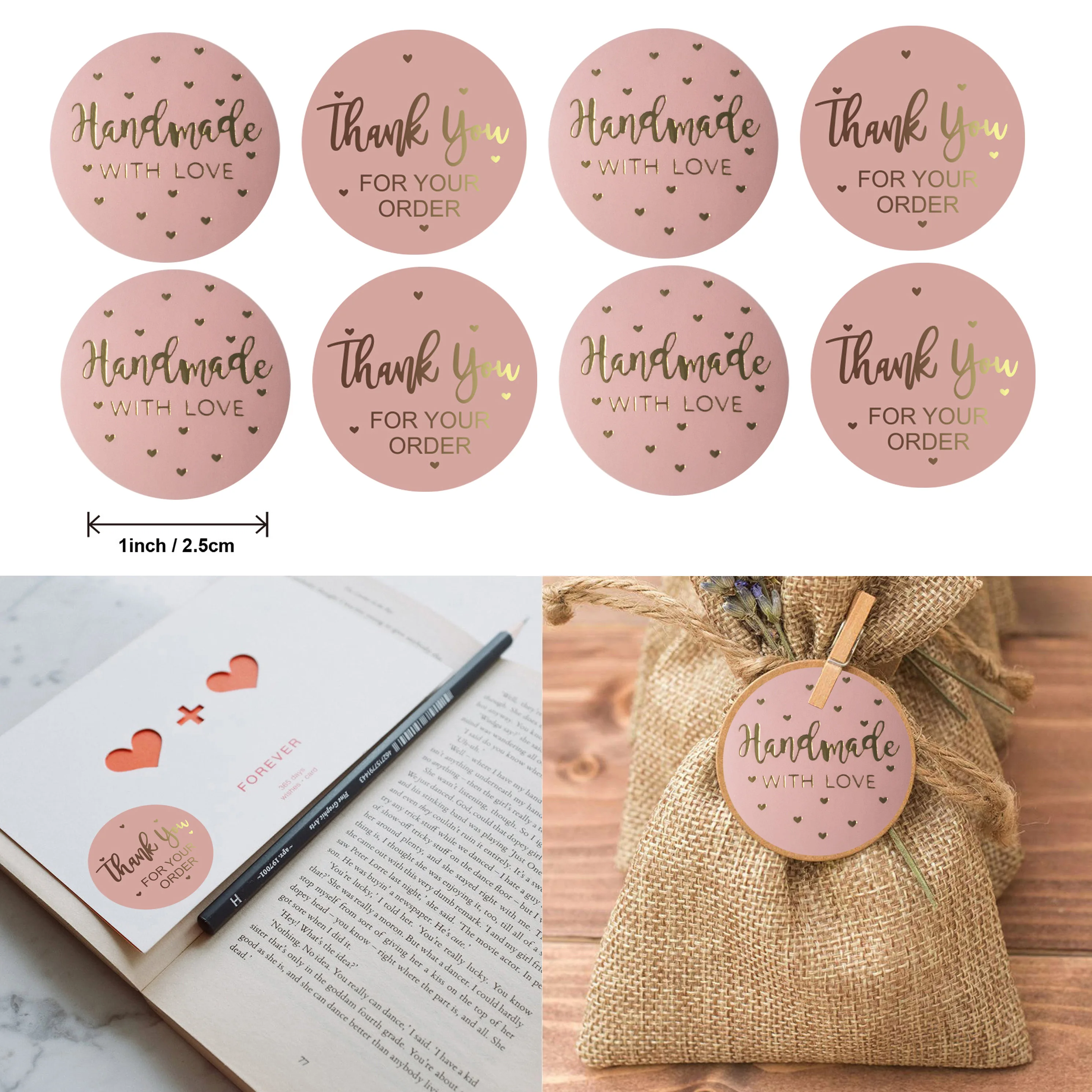 500 шт. милый розовый спасибо за заказ наклейка в виде сердца ручная работа
