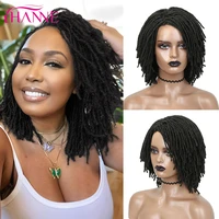 hanne short black dreadlock wig mini braids synthetic soft faux locs wigs braiding crochet twist hair wigs for black womenmen