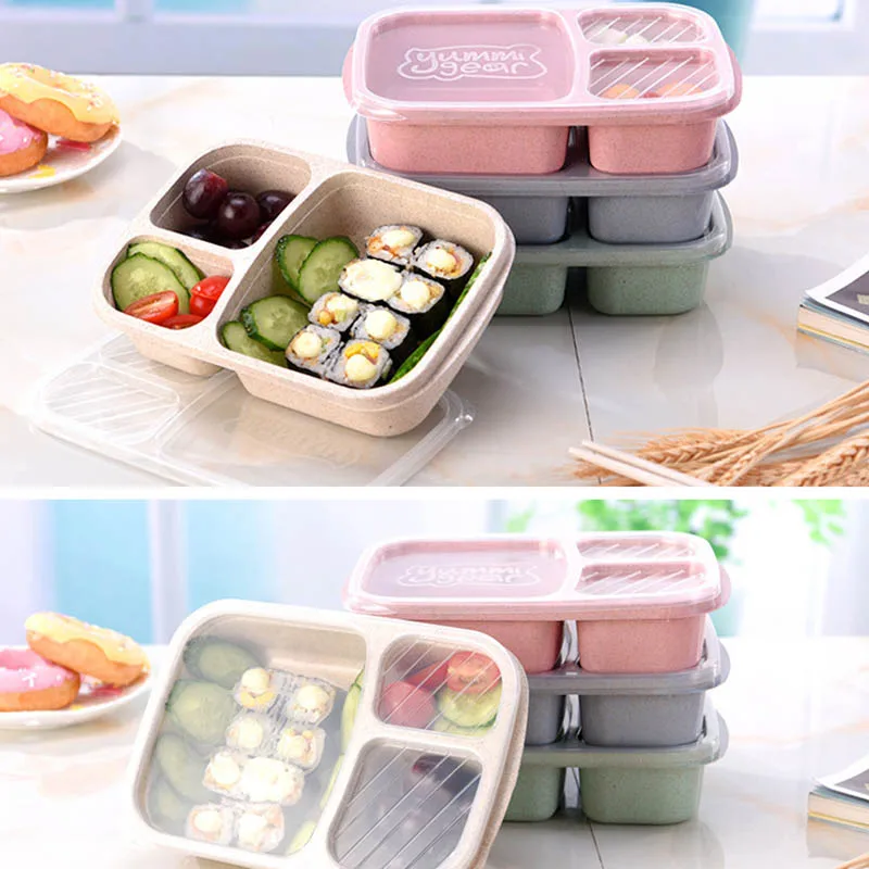 Новый Ланч бокс портативный контейнер с 3 отделениями для хранения еды