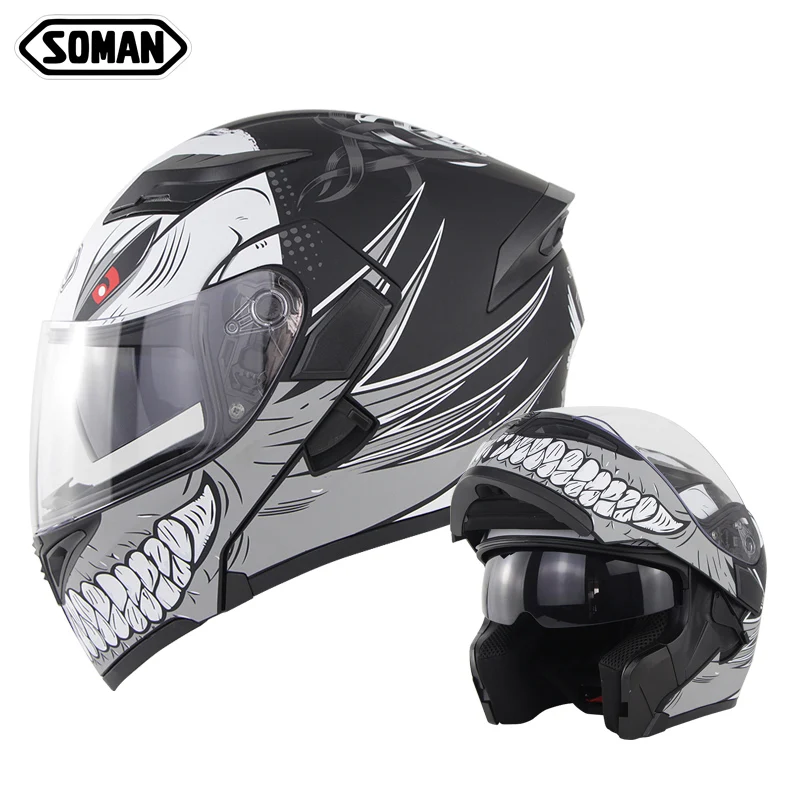 SOMAN Flip Up Visor Helmets Custom Dot Helmet Modular Motorcycle Full Face Men Cool Racing Moto Capacete Casco | Автомобили и
