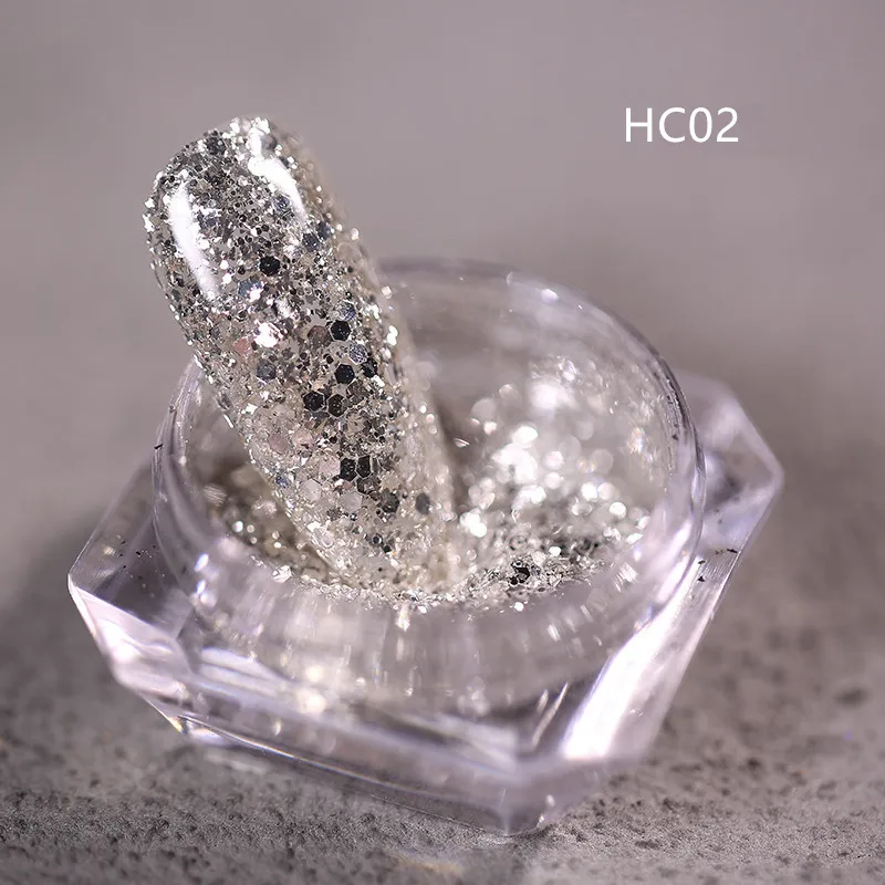 HC02 1 коробка блестящие Платиновые Блестки для ногтей Лазерная Фольга для маникюра смешанные Блестки для ногтей блестки пудра для ногтей Советы украшения - Цвет: HC02