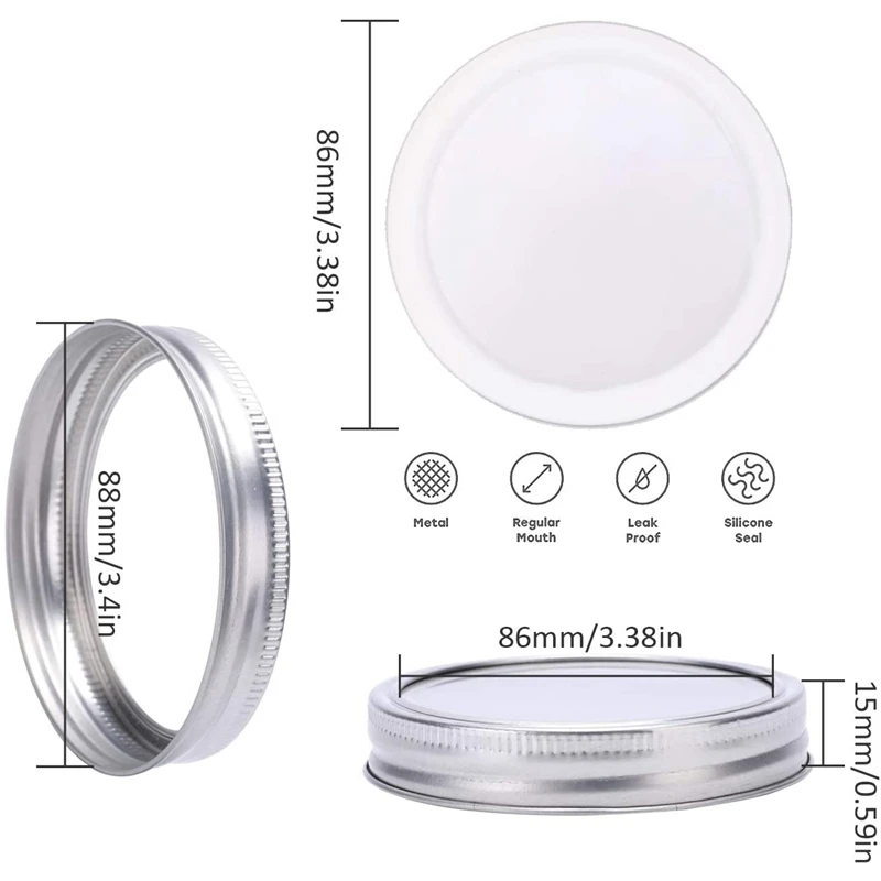 

26 Sets Canning Lids, Wide Mouth Mason Jar Lids and Bands Split-Type Lid Leak Proof and Secure Metal Caps, 3.3 Inch