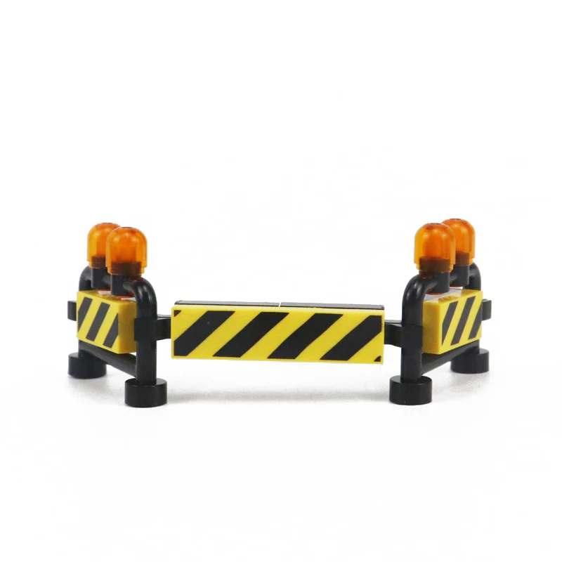 

MOC City Road Barrier Engineering Warning Sign Educational Accessories Kids Toys For Children Creator City Building Blocks Model