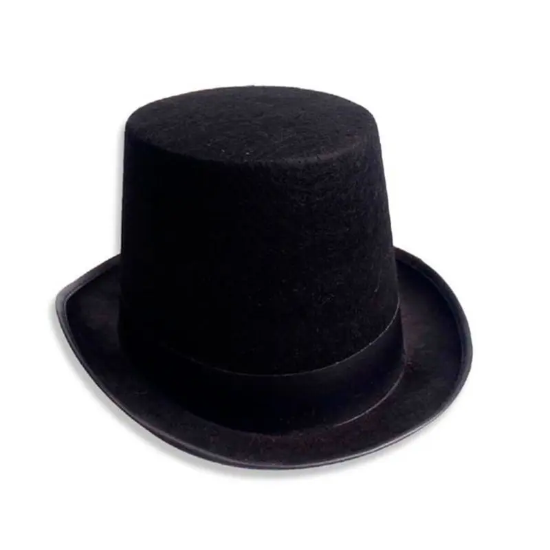 

Men Women Retro Magician Black Jazz Cap Halloween Felt Top Hat DIY Steampunk Masquerade Dress Up Party Cosplay Costume Props