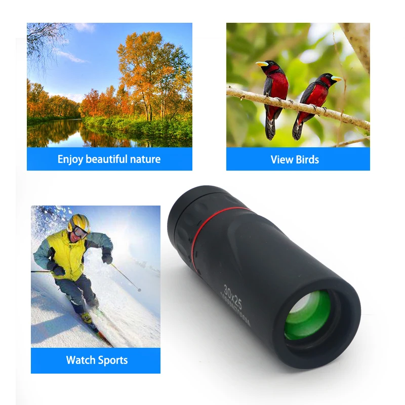 Монокулярный телескоп высокой четкости 30X25 водонепроницаемый портативный мини