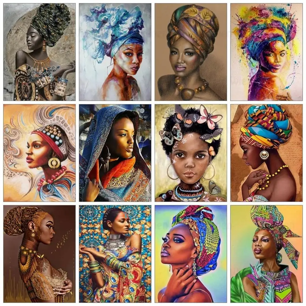 

5D алмазная живопись «сделай сам», Африканская женщина, полноразмерная и круглая Алмазная вышивка, набор для мозаики, портрет, пазл, домашнее...