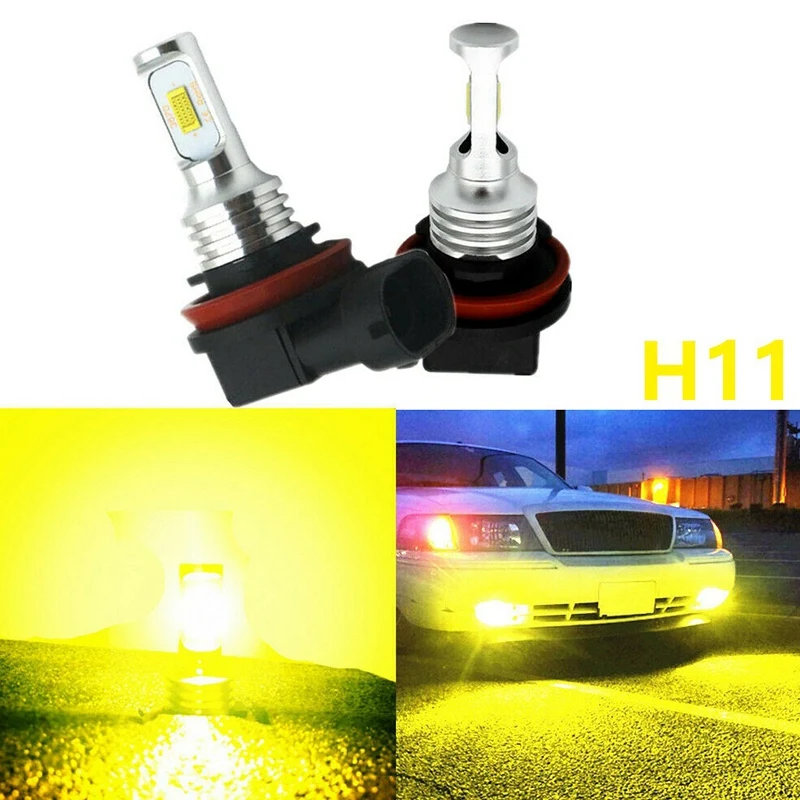 

H11 H8 H16 80W 4000LM 3000K Yellow Tech LED Fog Lights Conversion Bulbs Kit