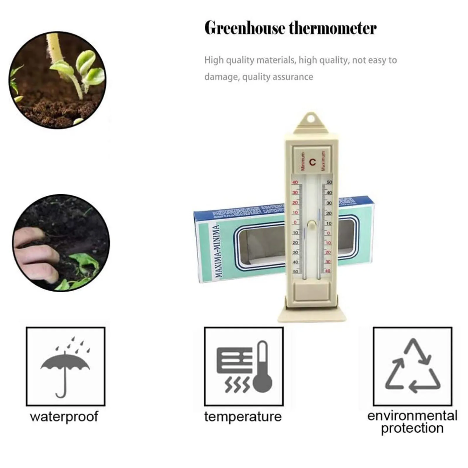 

Max-min Greenhouse Thermometer Indoor Outdoor Garden Greenhouse Wall Monitor Digital Thermometer Hygrometer Temperature Drop
