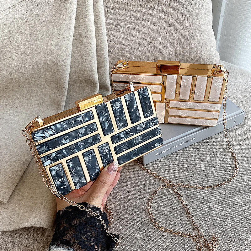 

Fashion Designer Ladies Luxury Marble Pattern Lock Dating Dinner Bag Square Mobile Phone Card Holder Change Party Clutch Purses