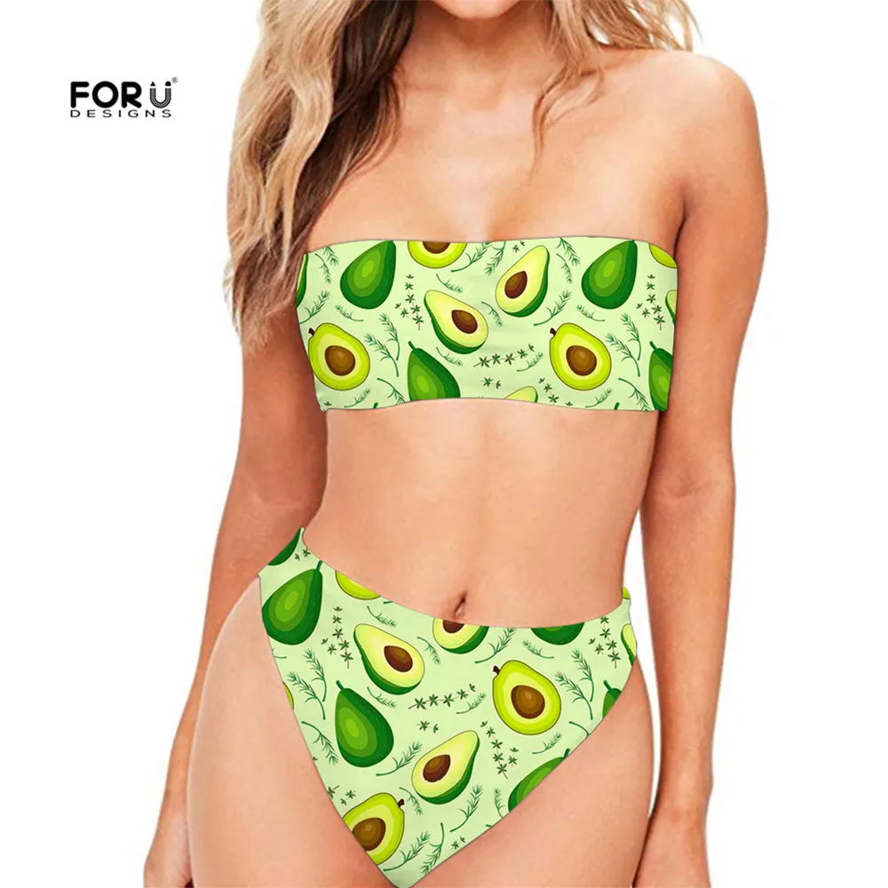 Модный брендовый дизайнерский женский пляжный купальный костюм FORUDESIGNS с авокадо