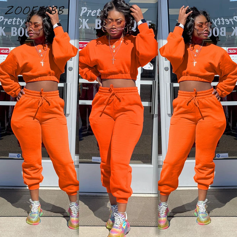 

Женский спортивный костюм ZOOEFFBB, комплект из двух предметов, короткий топ с длинным рукавом и спортивные штаны на шнуровке