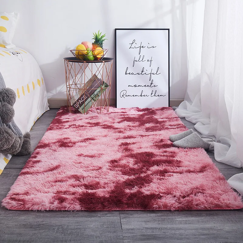 european long hair bedroom carpet bay window bedside mat washable blanket gradient color living room rug gray blue rugs fur rug free global shipping